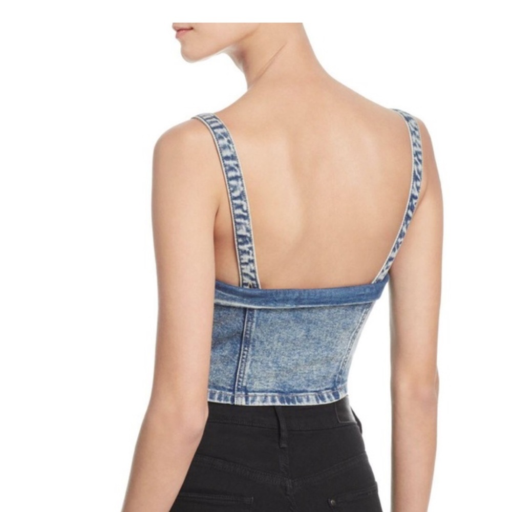 Guess Pearl Denim Bustier Top S - Picture 8 of 9